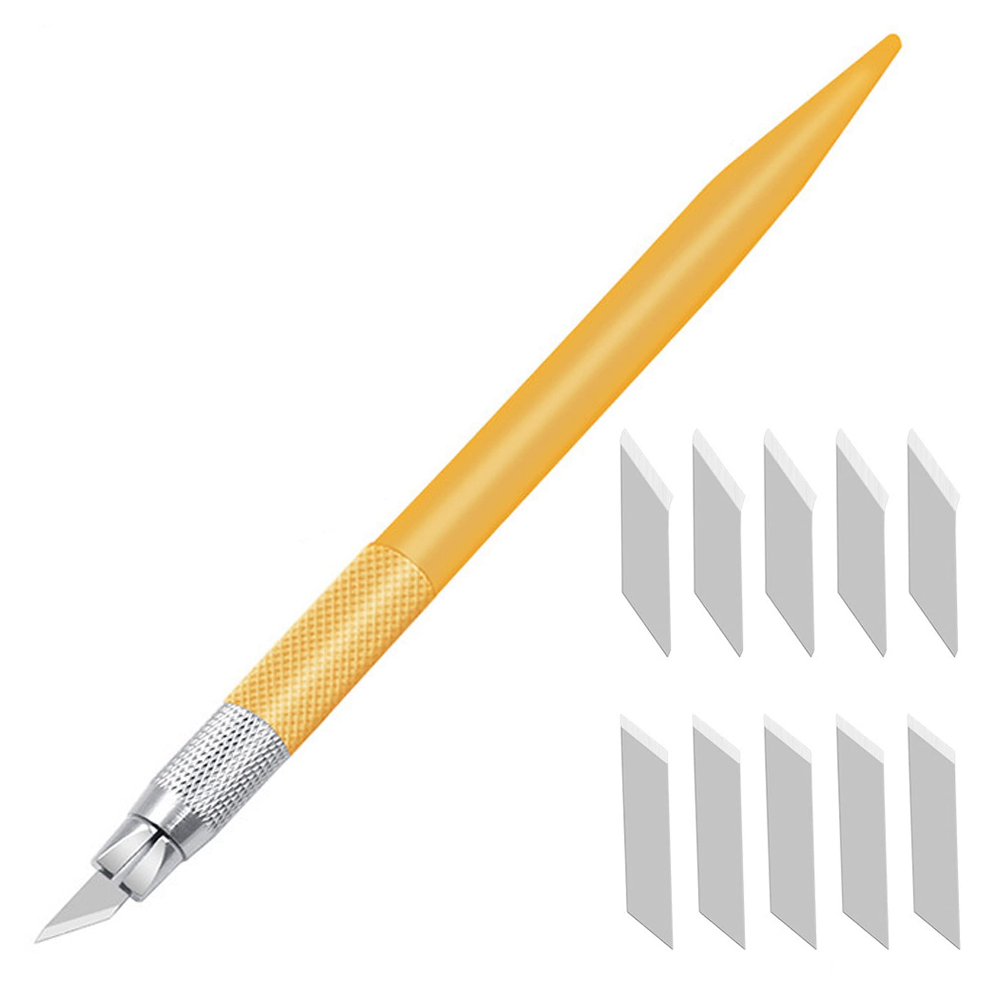 

Crafting Design Art Knife Replacement Blades for Paper Plastic and Art Supplies Cutter, (10 pieces) Cutting, Models, Erasers, Stamps,