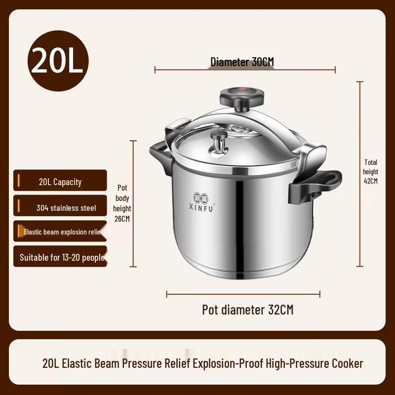 

XINFU 304 Stainless Steel Double Handle Pressure Cooker