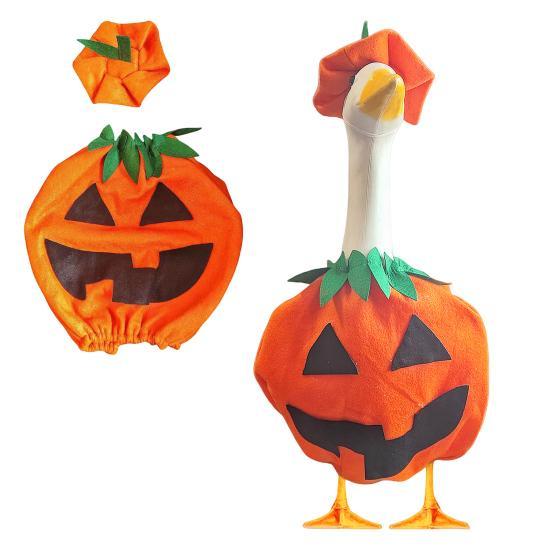 Halloween Pumpkin Goose Costume Yard Silly Lawn Goose Shirt Outfit with Elastic Rope Hat Festive Outdoor Garden Decor