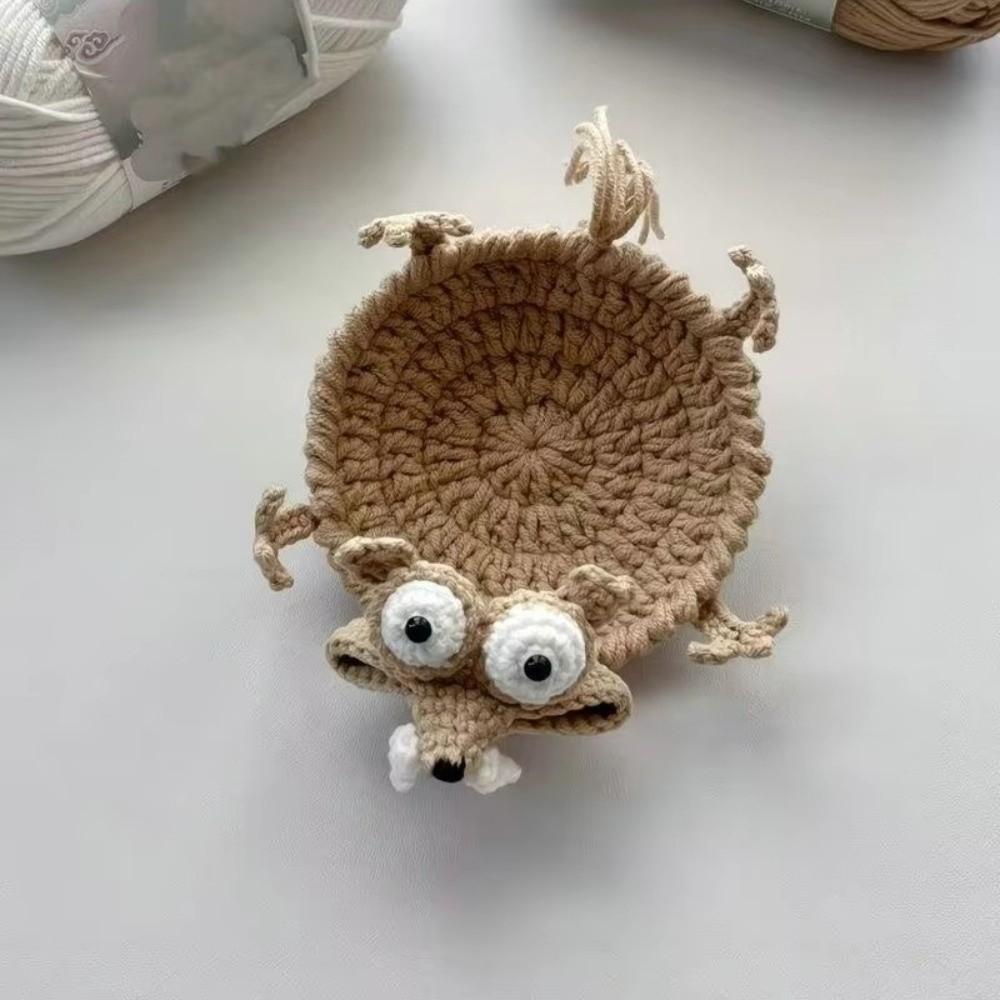 Non-Slip Crochet Squirrel Coasters Creative Knitted Animal Mat Durable Water Cup Mat Tableware
