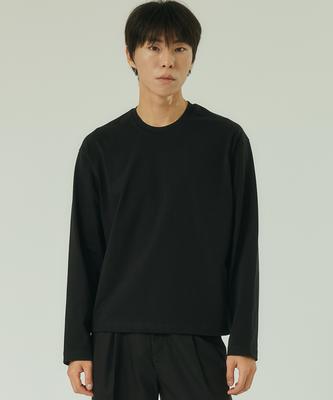 Liua [Premium Cp30] Crop Long Sleeve Tee (Black)