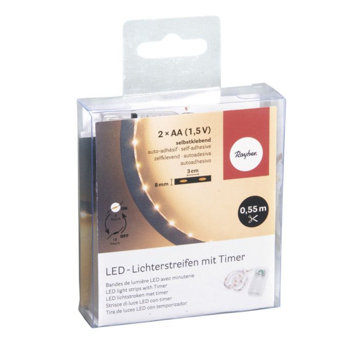 Bande lumineuse LED - RAYHER - 55 cm - 16 LED - Blanc chaud - Intérieur