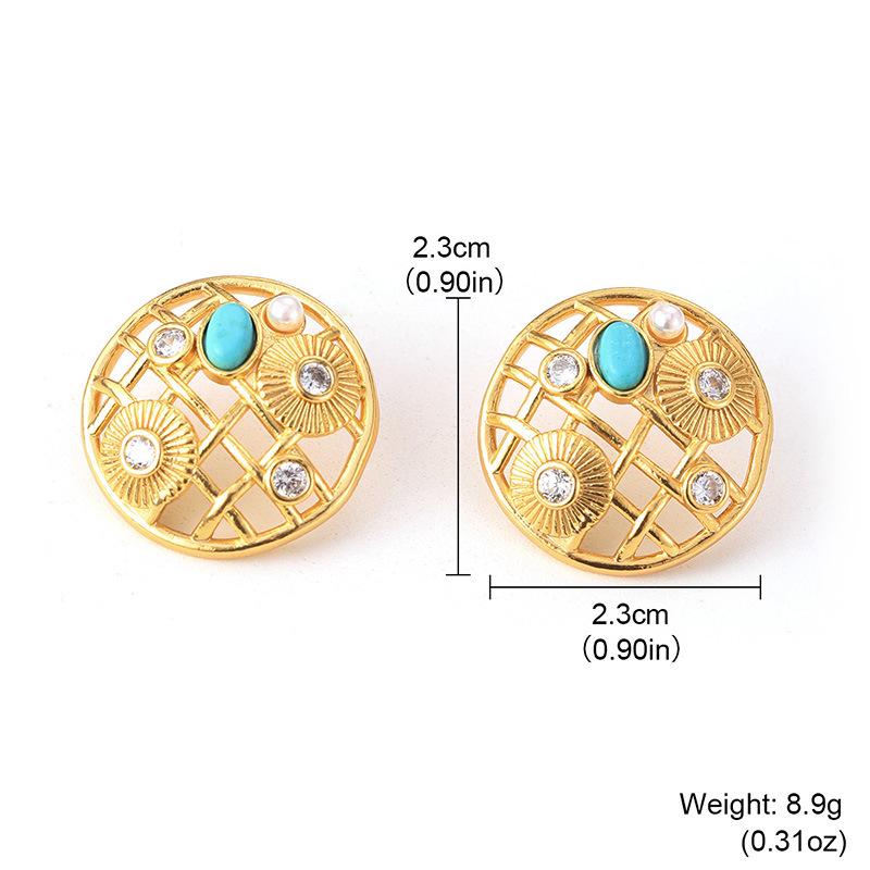 

Винтажные круглые серьги в придворном стиле с полым узором: Ретро Французская Легкая Роскошь Нишевые Пусеты для Женщин