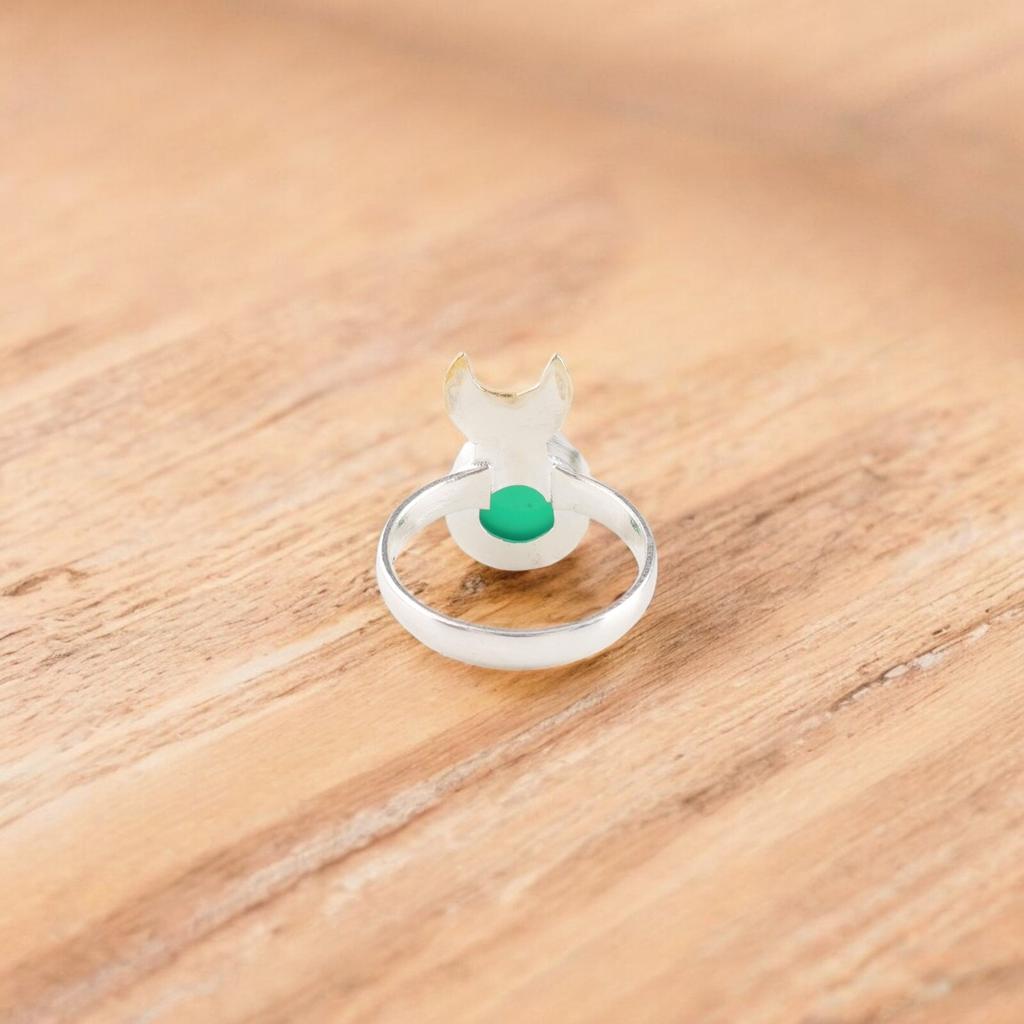 Green Onyx Gemstone 925 Sterling Silver Handcrafted Jewelry Ring Gift For Mother RR-58-22