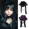 Lolita Ribbon Bows Beaded Pendant Bonnet Cap Headdress Gothic Flower Lace Mini Top Hat Headwear Cosplay Accessories