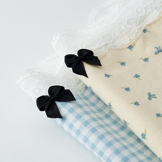 Bomullsunderkläder för kvinnor med spetskant Cheeky Hipster-trosor Mjuka andningsbara Bikinitrosor Mellanhöga Damunderkläder med rosett