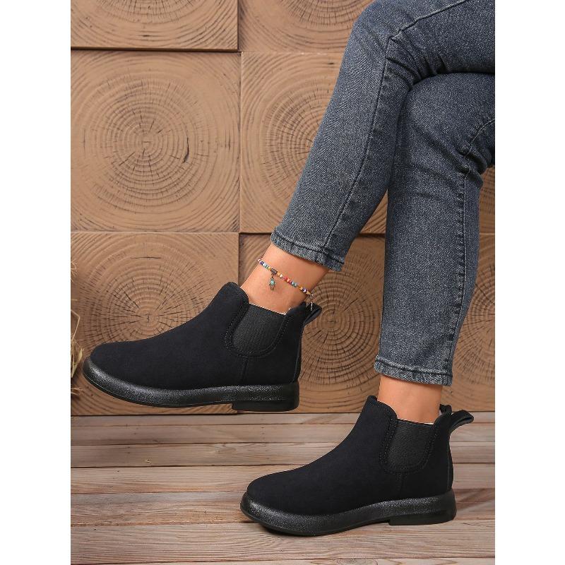 Women's Winter Fleece-Lined Warm Flat Comfortable Versatile Non-Slip Snow Ankle Boots.