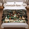 Christmas Theme Soft Blanket Personalized Custom Name Text Print Warm Blanket Home Sofa Bedroom Decor