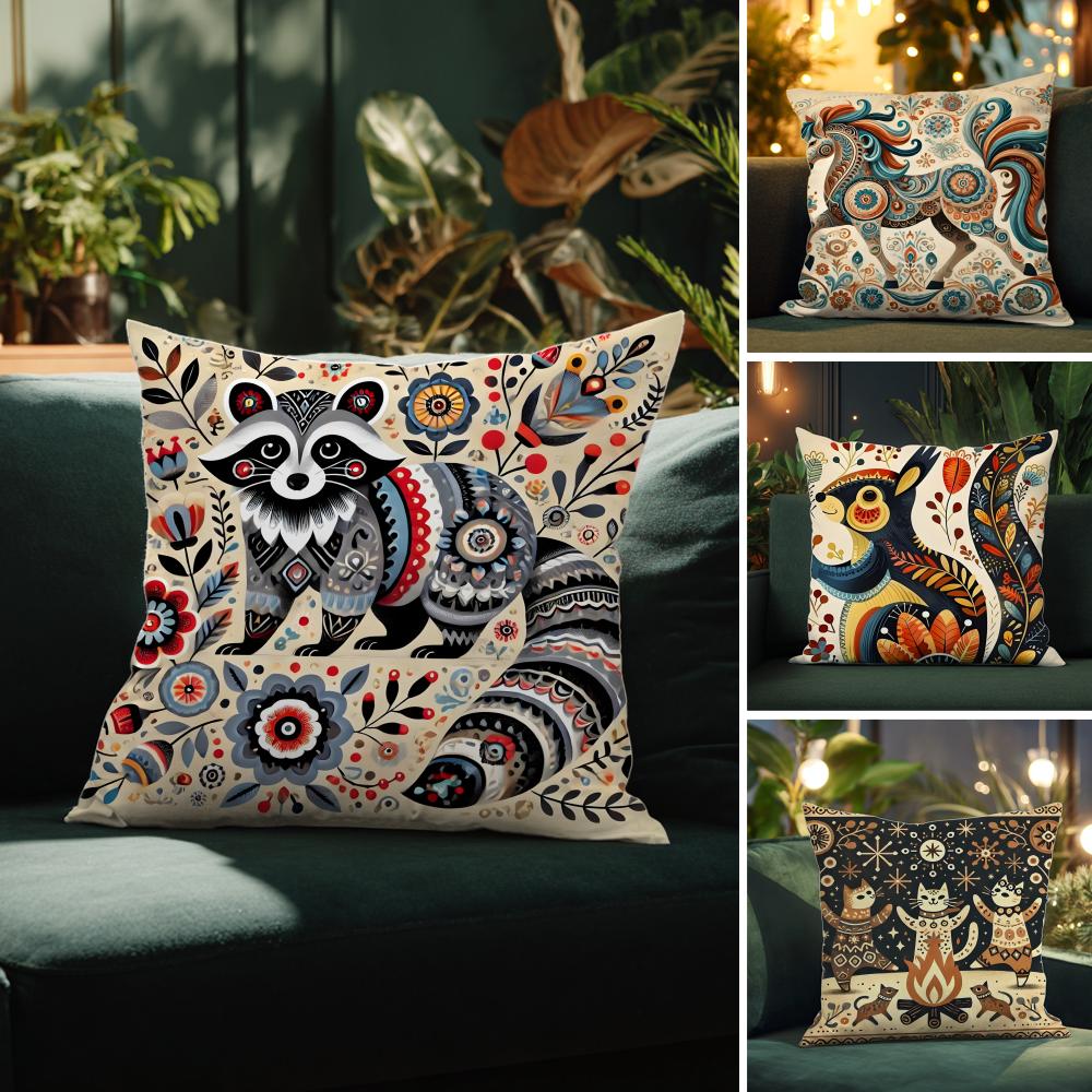 Colorful natural animal flower prints Pillow Case Comfort Sofa Bed Silky elegant Invisible zipper Decorative cushion cover