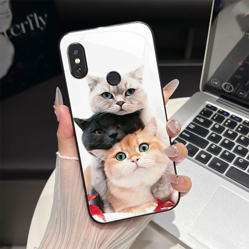 For Redmi Note 5/Note 6 Phone Case Trendy Design Tempered Glass Bumper For Xiaomi Redmi Note 5 6 Pro Full Protection Back Covers