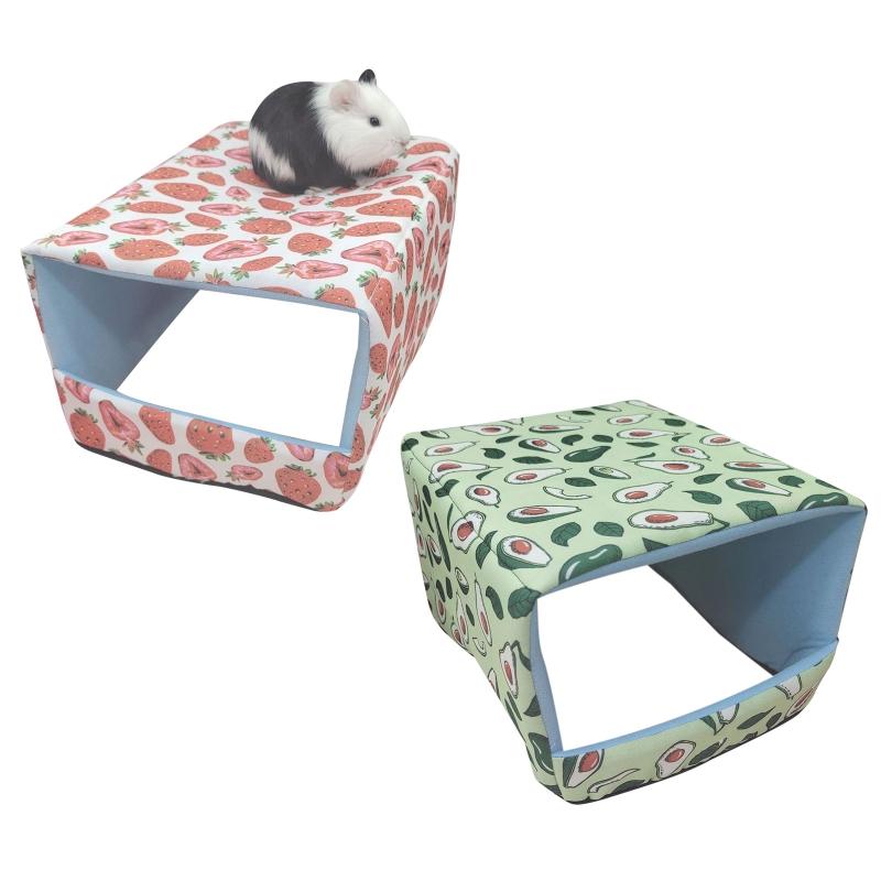 Hamster Winter Bed Warm Cave Cozy Hideout Bottomless House Cute Print for Small Animals Ferrets Playing Sleeping