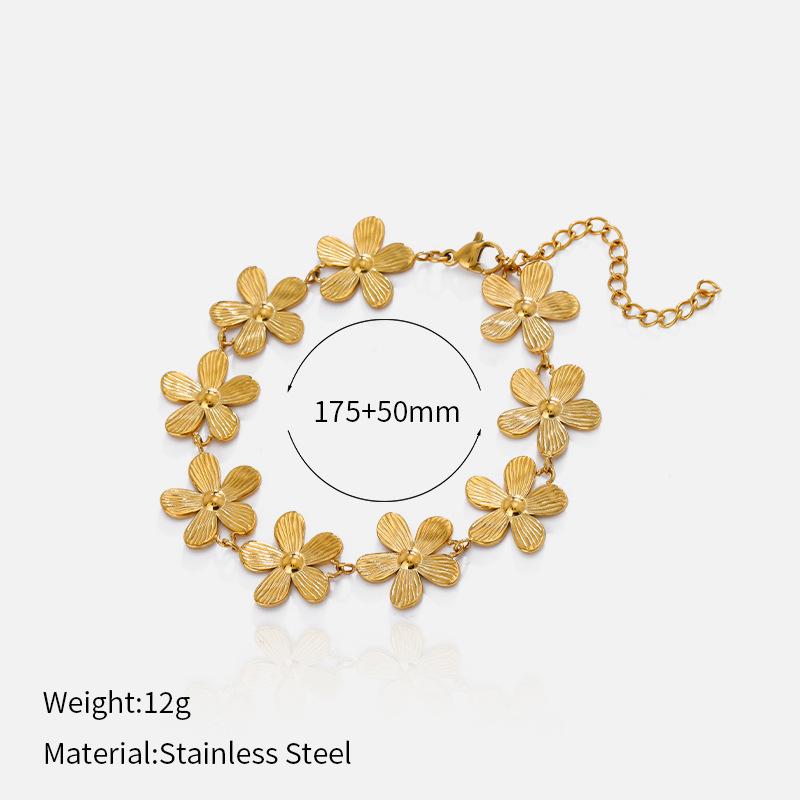 Vacuum Plated 3D Flower Diamond Bracelet Fashion Versatile Jewelry Accessory
