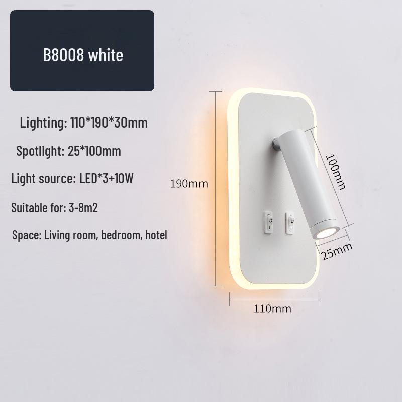 Modern Minimalist Indoor LED Wall Lamp with USB Reading Light for Bedroom or Living Room.