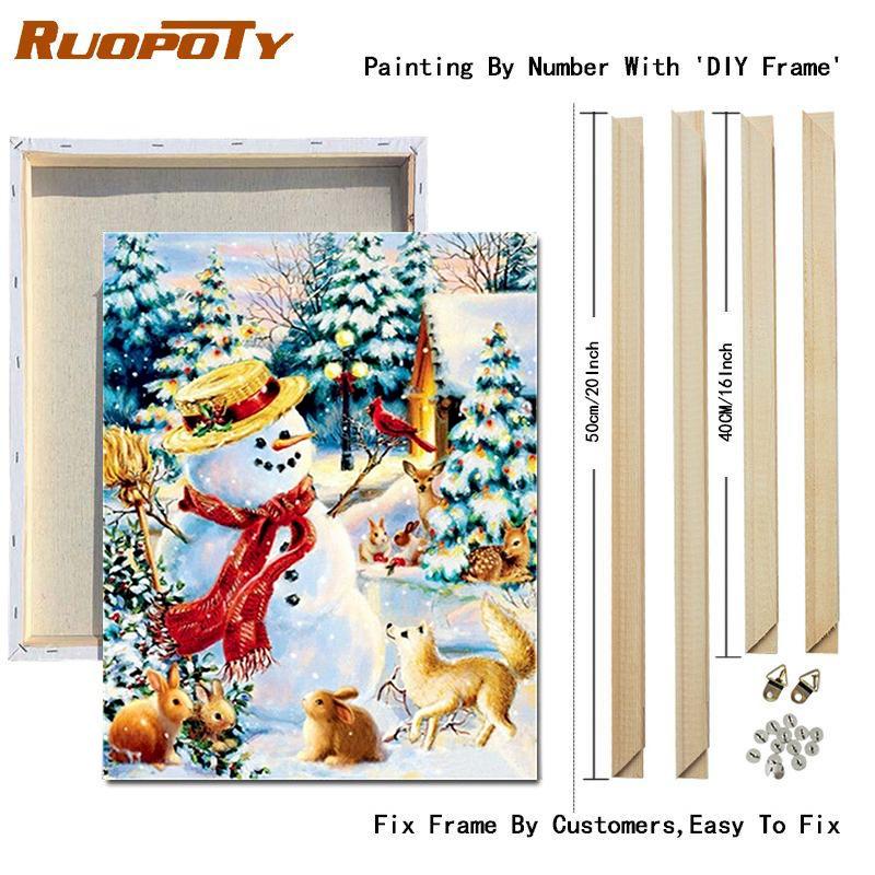 RUOPOTY Malování podle čísla Vánoční ručně malované jedinečné dárky Nástěnné obrazy podle čísla Sady sněhuláka do obývacího pokoje