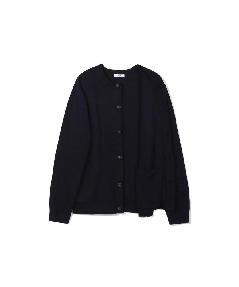Notig Wool Blend Round Button Cardigan Navy_Okw2Swcd201N1