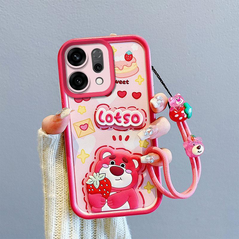 KEYSION Shockproof Case for OPPO Reno14 5G with Lanyard Soft Silicone Cute 3D Cartoon Doll Phone Cover for OPPO Reno 14 5G