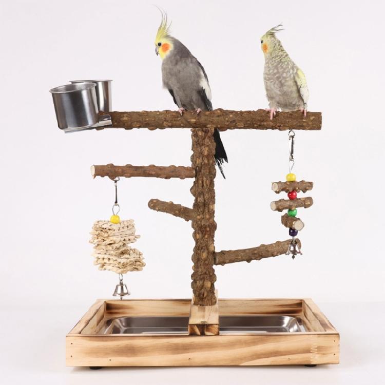 Pet Bird Cage Perch Stand Swing Parrots Swing Gym Toy with Tray+Food Cups