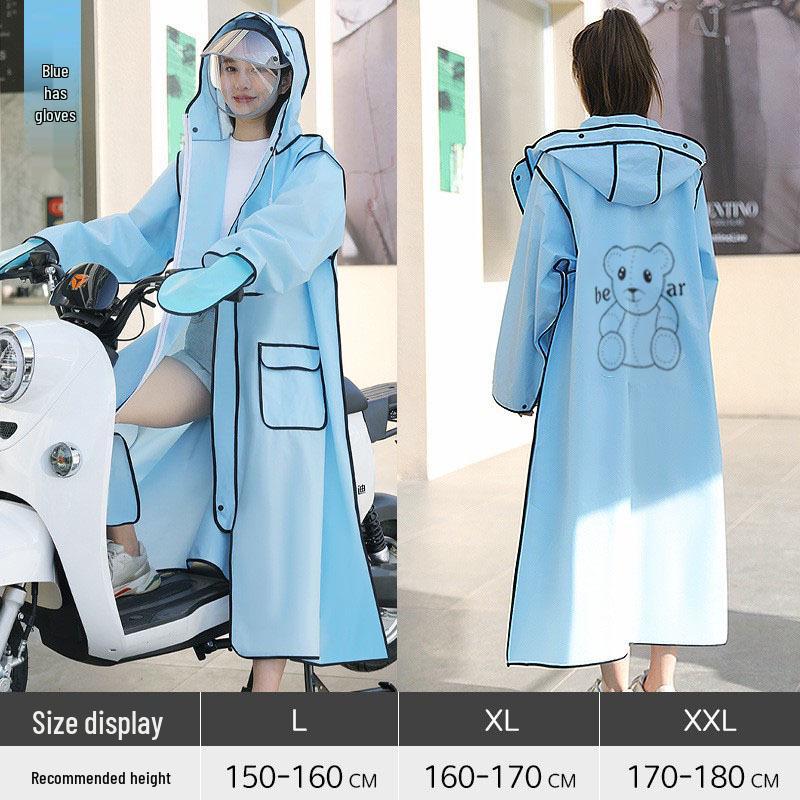 

Усиленный водонепроницаемый мотоциклетный дождевик EVA для взрослых - Унисекс пончо для езды во весь рост L