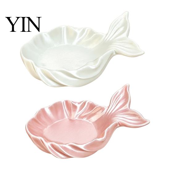 Pearlescent Makeup Tray Fishtail Jewelry Storage Tray, Large Capacity Groove Design, Design 3D Printing Desktop Ornament, for Rings And Necklaces