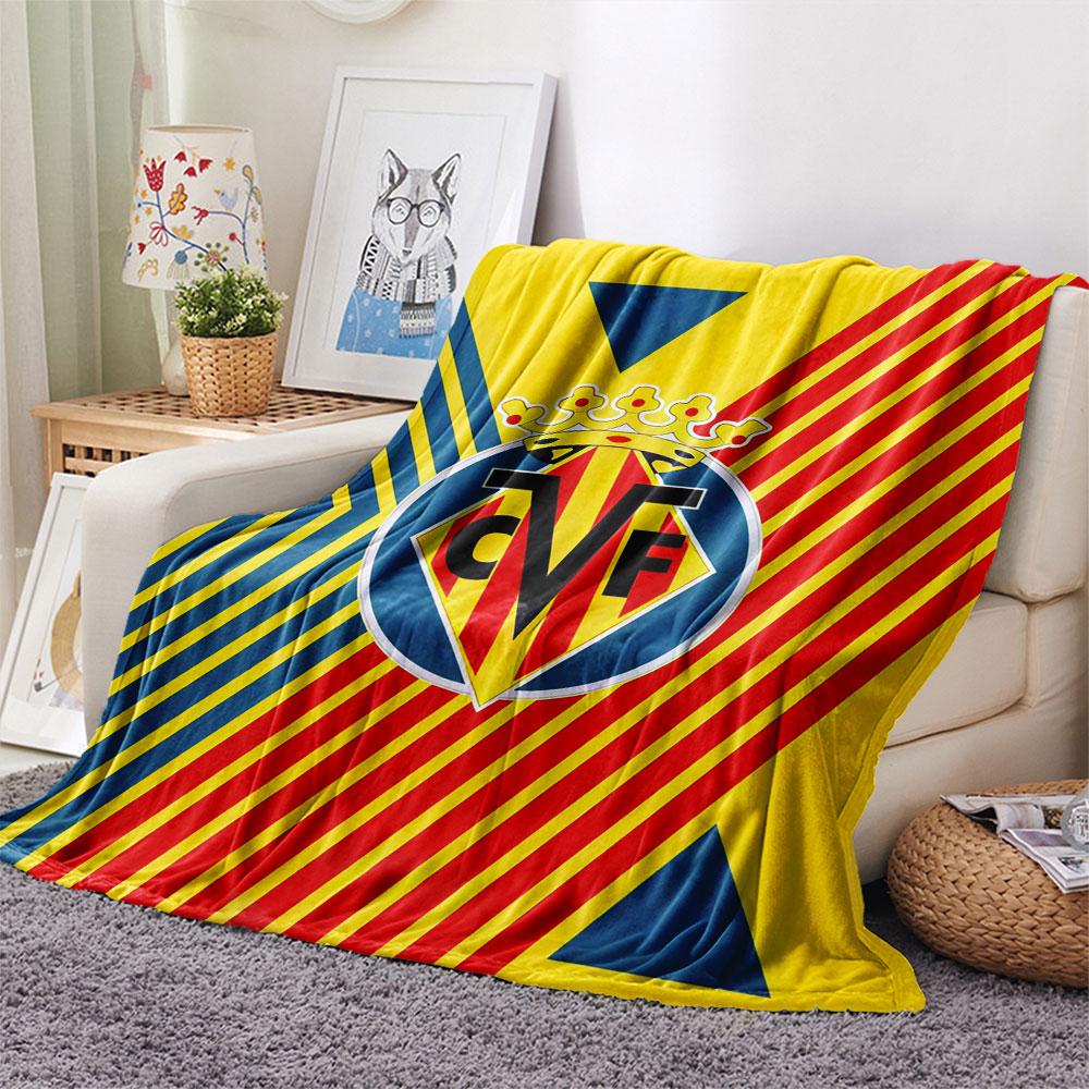 Coperta in Flanella con Logo Villarreal, Alta Qualità, Confortevole per Tutte le Stagioni, Decorazione per la Casa, Calore e Comfort