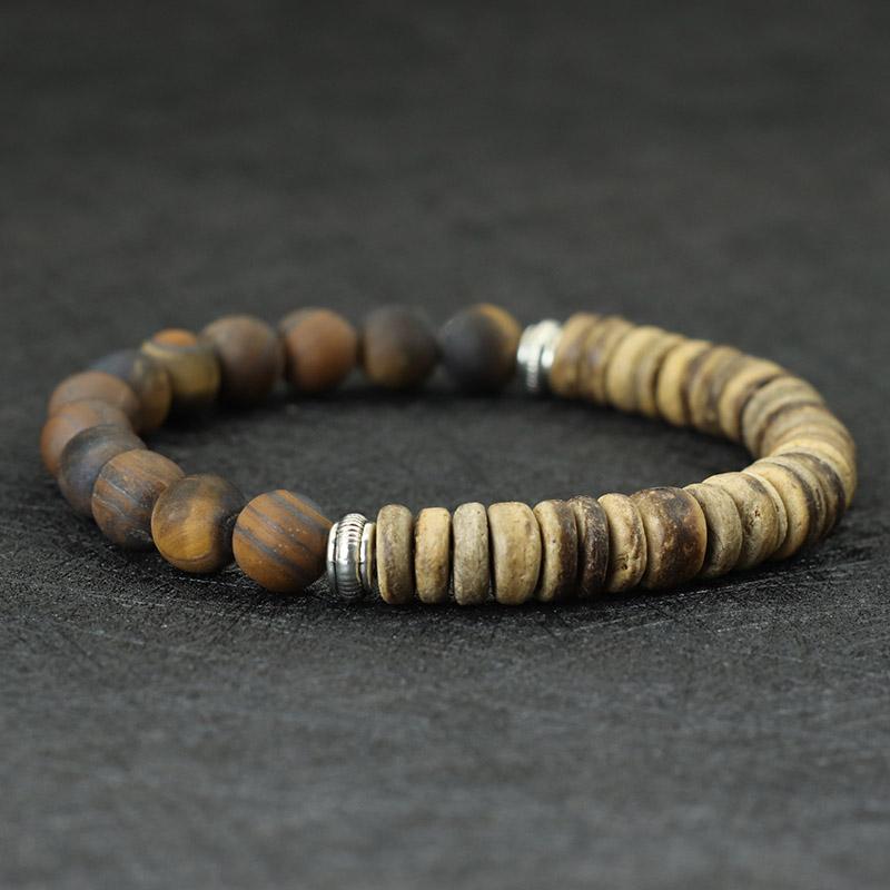 Minimalist Mens Bracelet Natural Wooden Braclet Tiger Eyes Beaded Braslet Meditation Jewelry Accessories Pulsera Hombre Gift