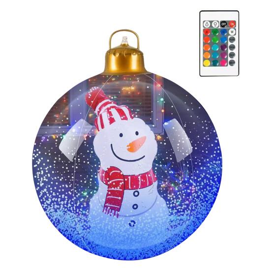 Boule de Noël Gonflable Transparente avec Lumières Décoration de Noël Extérieure en PVC Ornement Flocon de Neige Rempli de Mousse Fausse Boule de Cristal pour Décor Festif