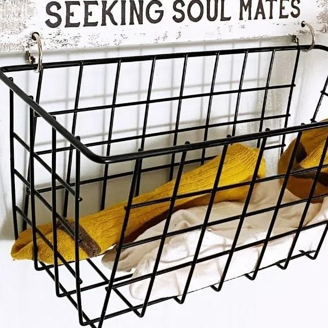 Iron Grid Socks Storage Basket Wall Mounted Lost Socks Container Hollow Metal Storage Rack  Closets