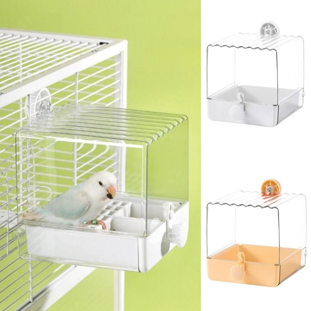 2 In 1 Bird Hanging Bathtub Drawer Design Parrot Shower Box New Food Holder Box Cage Use