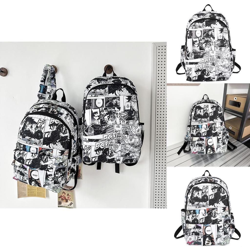 Youthful Graffiti Pattern School Backpack With Durable Nylon And Air Cushion Straps