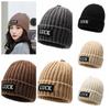 Streetwear LUCK Pullover Hat Soft Plush Woolen Hat Versatile Brimless Beanie Cap  Girls