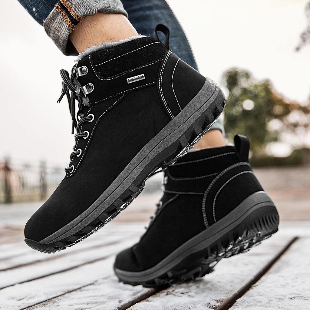 Mishansha and Winter Snow Boa Thick for and Size Black Men's Women's Boots, Waterproof, Warm, Lining, Non-Slip, Sole, Lightweight, Hiking, Trekking,