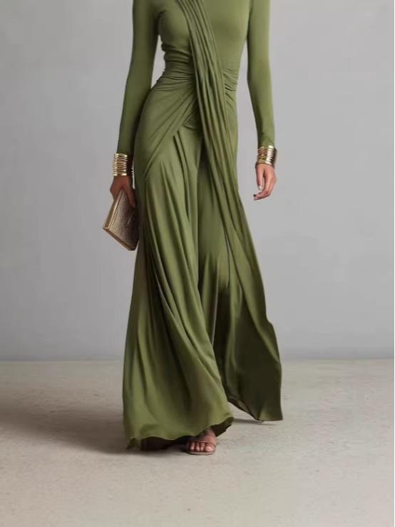2026 Frühling/Sommer V-Ausschnitt Plissiertes Abendkleid - Elegantes Europäisches Lässiges Modekleid