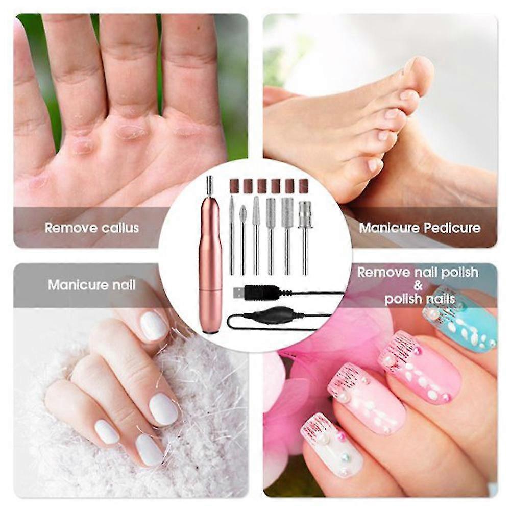 High Speed Polishing Rose Gold Electric Nail Drill Kit Home Salon