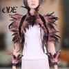 Feather Shawl Bracelet Set 1 Fake Collar with Wrist Ring Gothic Style Imitation Angel Wings Hollow Out Lace Unisex Model Stage Show Performance