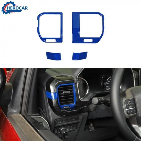 Control Console Dash Two Side Air Vent Cover Decor Trim For Ford F-150 21+ Blue