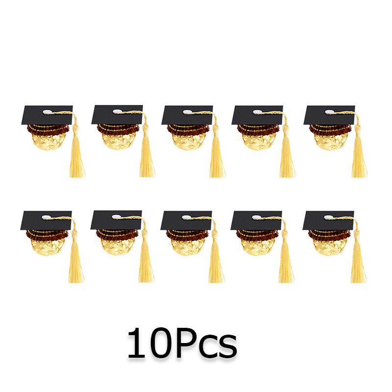 10 Stück Mini Schwarze Abschlusskappen DIY Doktorhut Deko mit Quasten Abschlussfeier Dekorationen Blaue Feierzubehör