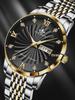 Men's Diamond Quartz Watch with Luminous Double Calendar