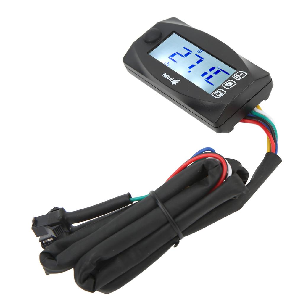 Motorcycle LCD Digital Gauge Voltage Meter Voltmeter Temperature Thermometer Time Display Sensor