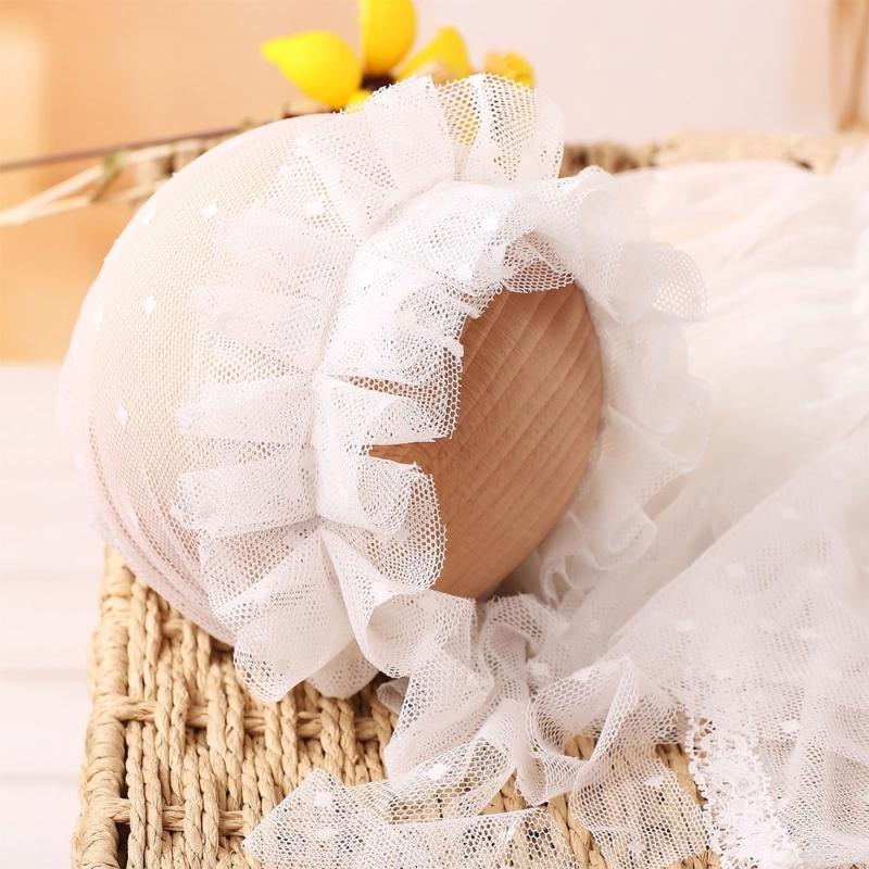 0-1M Baby Girls Photography Props Lace Dress Jumpsuit Mesh Hat Newborns Photo Props Photoshooting Hat & Romper Costume