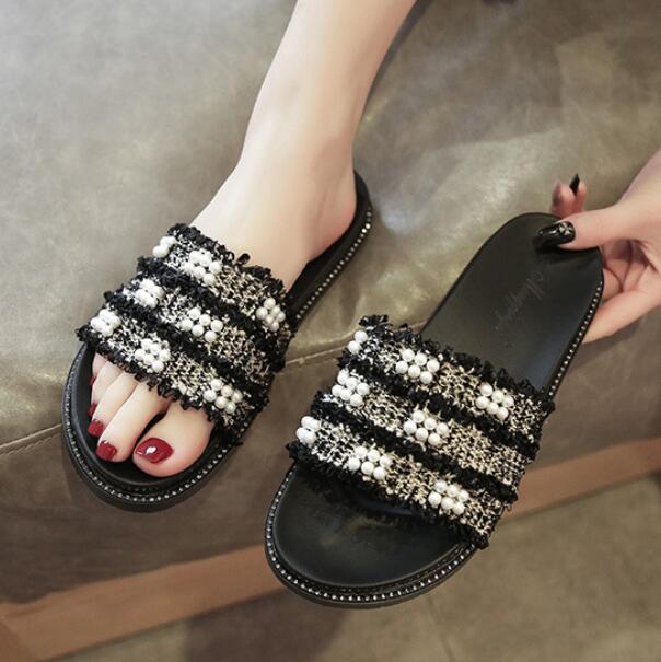 Fashion Big Size 34-43 Women Flat Heels Sandals Comfy Slip On Slides Woman Slippers Outside Rubber Flip Flops Femme Shoes Clogs Summer