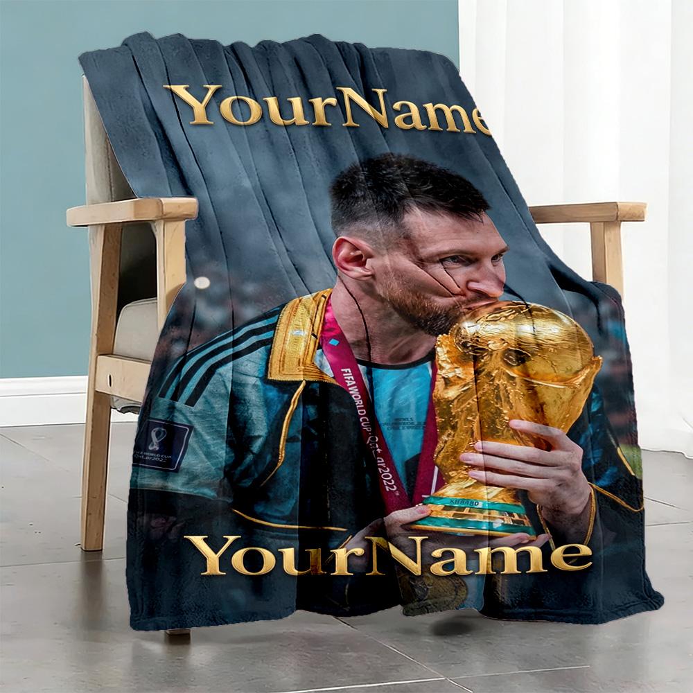 Messi 260 Customize Text Blanket Cozy Customizable Blanket Comfortable Suitable for Chair Bedding Office Picnics Four Seasons Universal