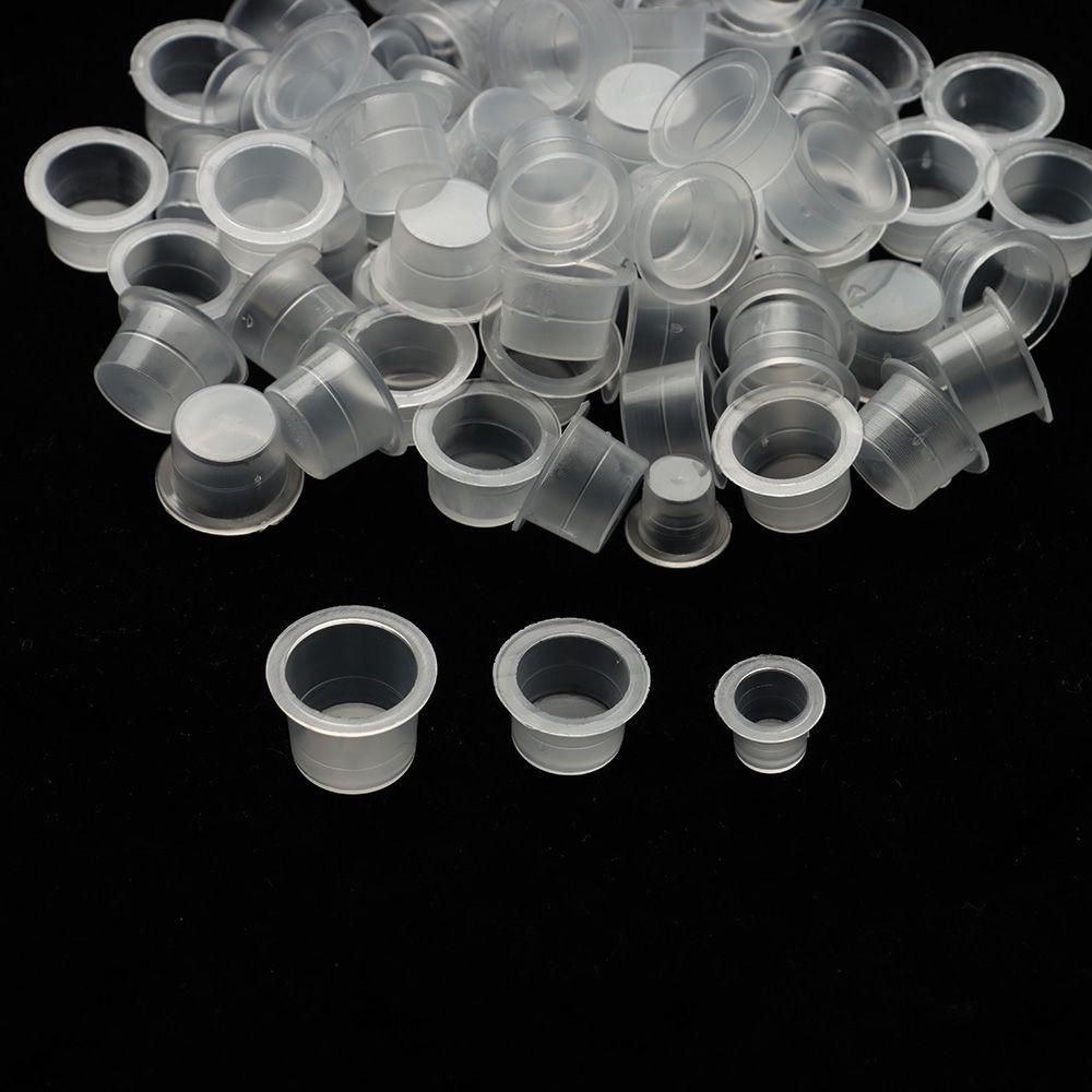 100 sztuk kubeczków na tusz do tatuażu Jednorazowe plastikowe kubeczki Kubeczki na pigmenty do body artu Pojemnik Stojak Akcesoria do makijażu i tatuażu L/M/S