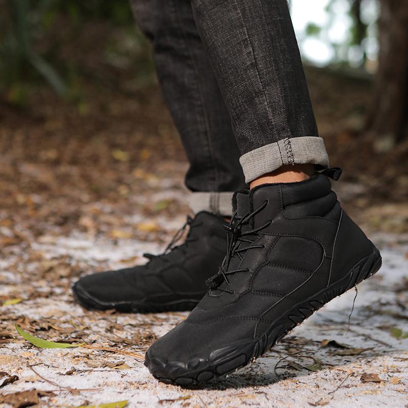 High-top Men's Winter Snow Boots Plush Warm Hiking Shoes Anti-slip Wear-resistant Outdoor Sneakers for Trekking Walking Camping Big Size