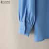 ZANZEA Women Casual Doll Collar Loose Long Sleeve Print Blouse