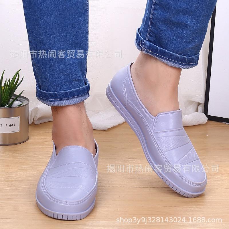 Spring and Autumn Men's Shallow Mouth Rain Shoes Waterproof Shoes Grey Brown Clay Shoes Non-slip Easy Cleaning Quick-drying Water Shoes Without Inner
