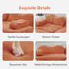 2-Seater L-Shaped Modular Boneless Sofa with 1 Ottoman, Wave Shape, Movable Armrest Cushion, for Living Room & Apartment, No Assembly Required, Orange