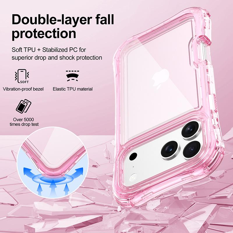 3IN1 Four-corner Airbag Anti-Drop Clear Case for IPhone 17 16 15 14 Plus 13 12 Pro Max 16E Drop Proof Hand Lanyard Protect Cover