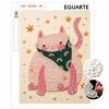Pearl Art Canvas Kit with Frame Cute Pink Cat Star Pattern Relaxing Handmade Craft for Cozy Bedroom Home Decor and Birthday Gift