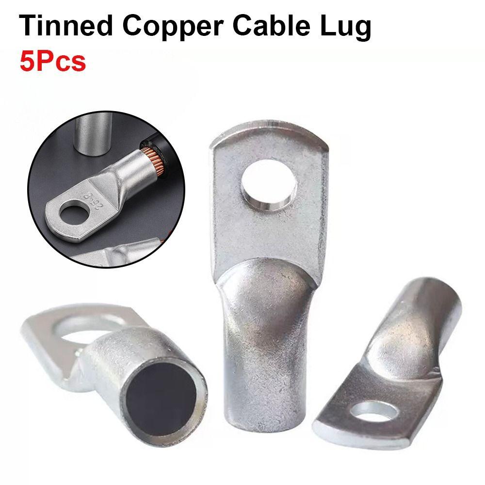 5Pcs 6/10/16/25mm2 Tinned Copper Cable Lug  for Battery Electrical Cable Connection