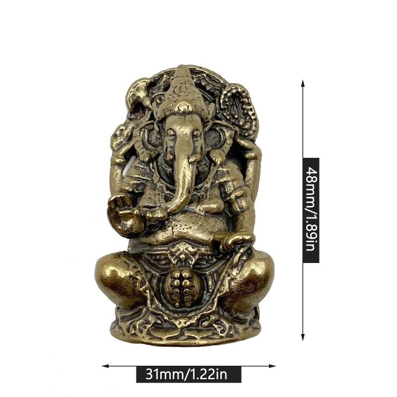Mini Vintage Brass Ganesha Statue Pocket India Thailand Elephant God Figure Sculpture Home Office Desk Decorative Ornament Gift